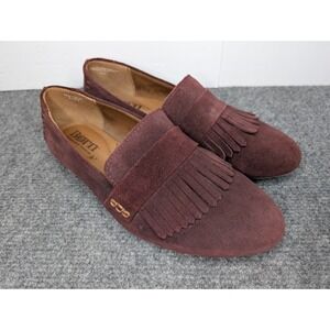BORN Flats Burgundy Suede Fringe Leather Loafer Moccasin Shoes Women's Size 6 M